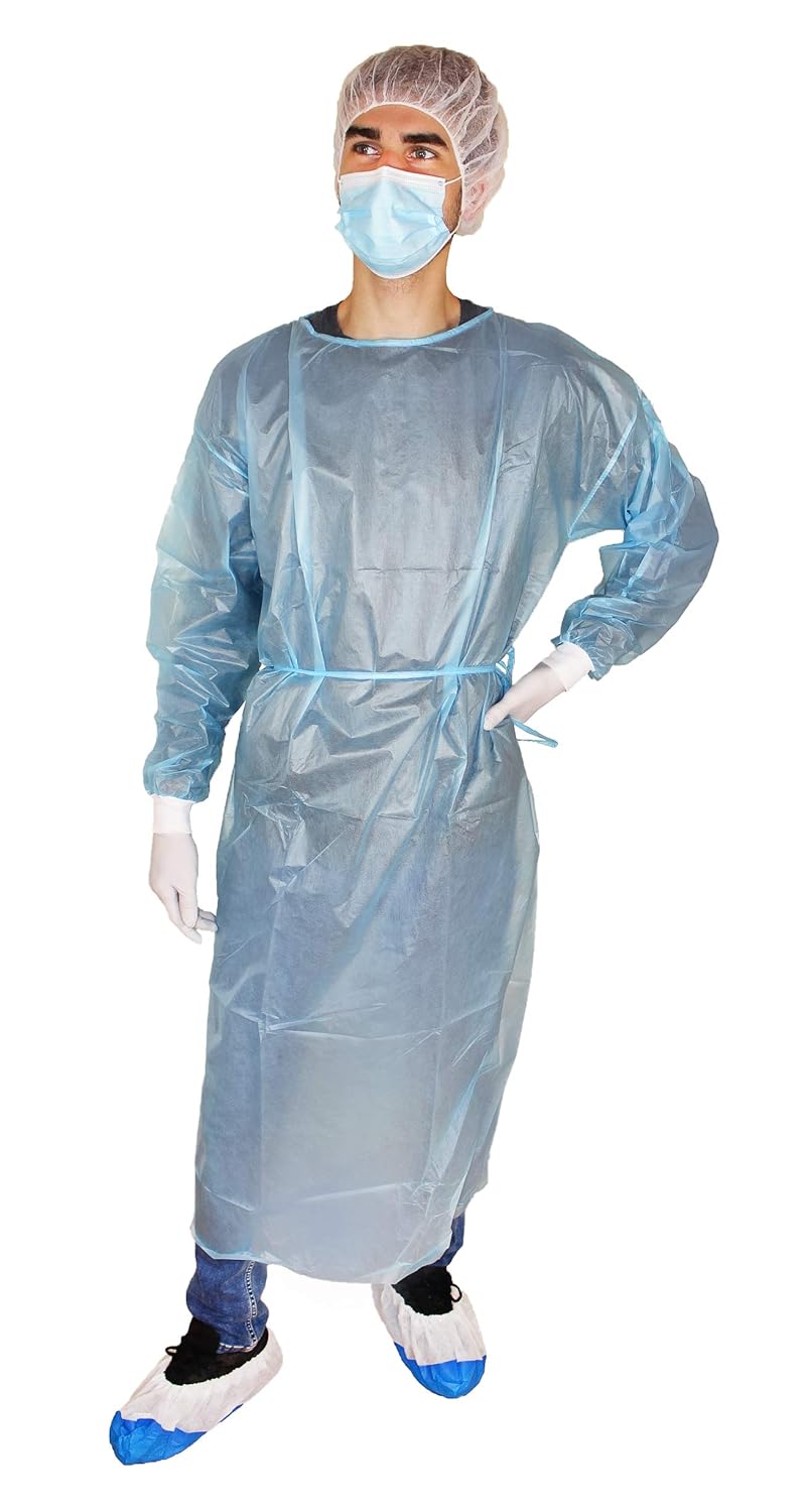 Einweg-Schutzkittel aus hautfreundlichem Polypropylen (PP-Vlies, 17 g/m²) mit vollflächiger PE-Beschichtung (15 g/m²) für zuverlässigen Spritzwasserschutz. Mit komfortablen Trikotbündchen an den Ärmeln sowie Bindebändern an Taille und Nacken. Geruchsneutral, latexfrei und unsteril. Farbe: Blau.
VE 100 Stück - Polybeutel (10 Stück) - (1 Karton = 10 Polybeutel)
Mindestabnahme 1 VE/100 Stück